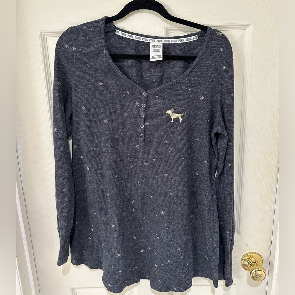 VS PINK HENLEY SLEEP-SHIRT SIZE L